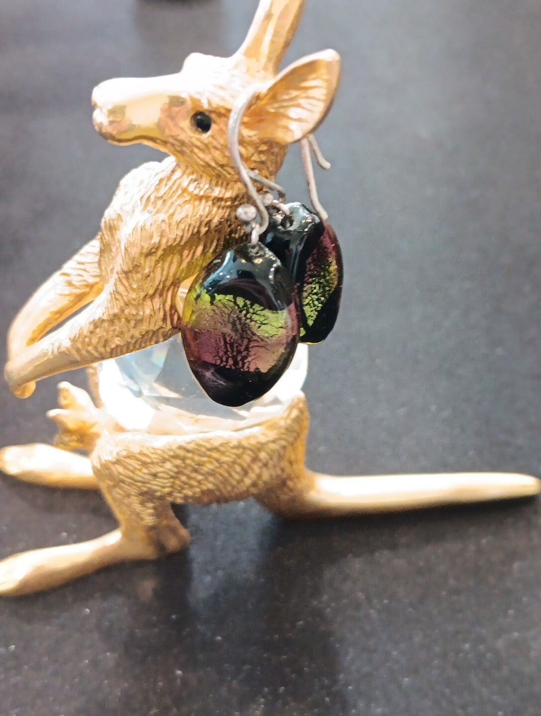 Pair Of Fused Glass Multi Color Dangle Drop Earnings Gift For Wife Girlfriend