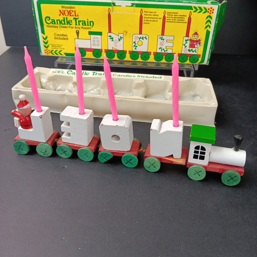 Giftco Wooden NOEL Candle Train Vintage 1982 White Painted Candles. Not Perfect