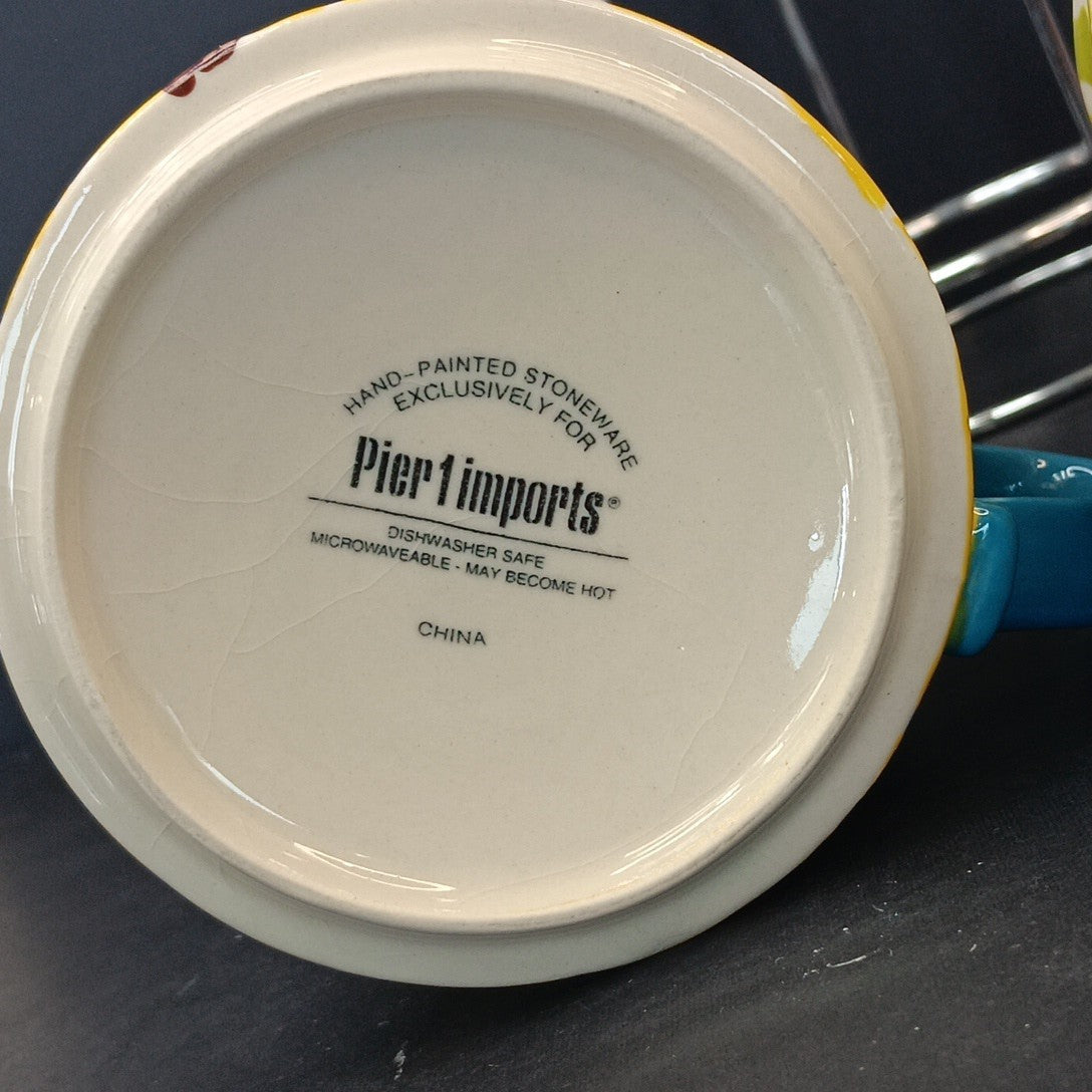 Pier 1 Imports Giraffe Stackable Coffee Tea Mugs Cups Set of 4 Has Crazing CN