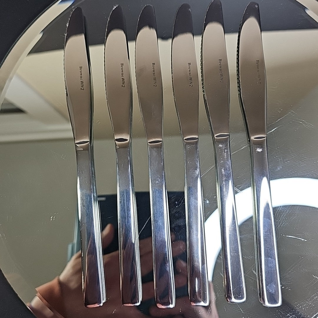 6pcs Browne Stainless Steel WIN2 Unknown Pattern Dinner Knife Set Of 6
