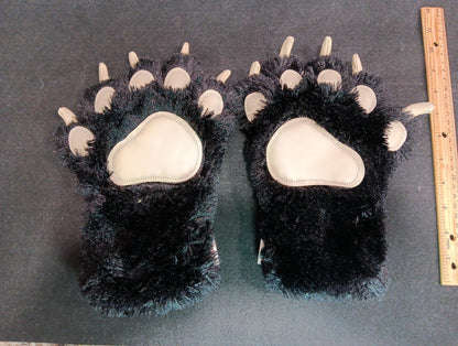 2 Kid Lazy One Animal Paw Pad Claw Plush Mitt Glove Black Bear Furries Dress CN