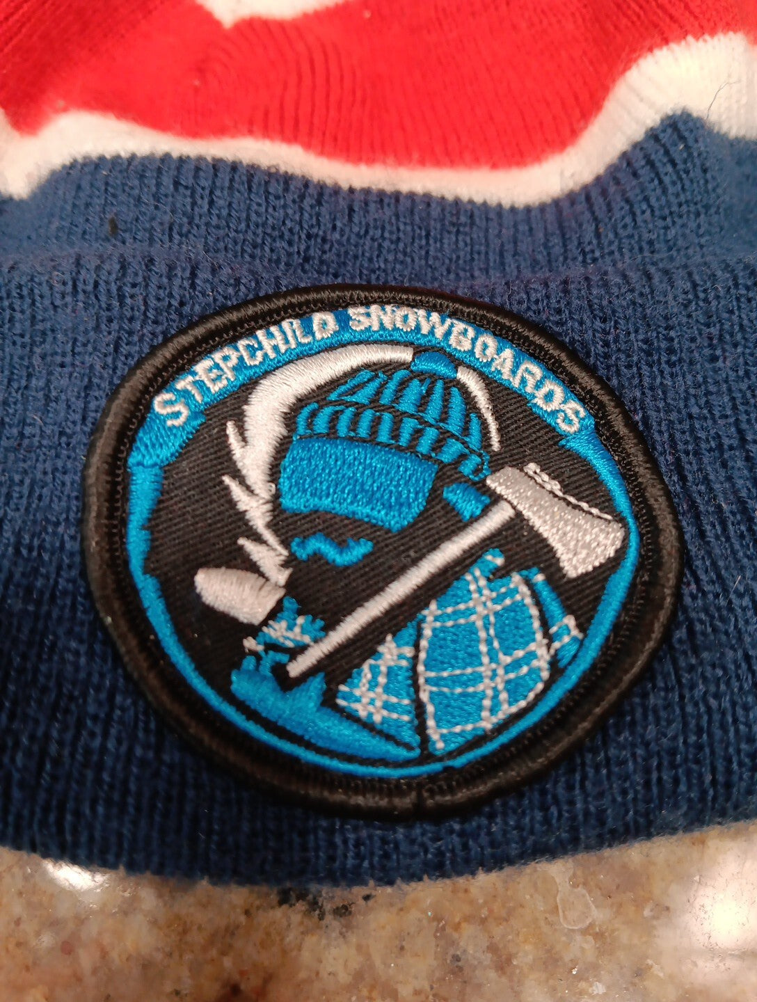 Stepchild Snowboards Patch Beanie Toque One Size Fits All. Blue Red White Cap X