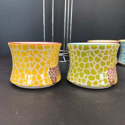 Pier 1 Imports Giraffe Stackable Coffee Tea Mugs Cups Set of 4 Has Crazing CN