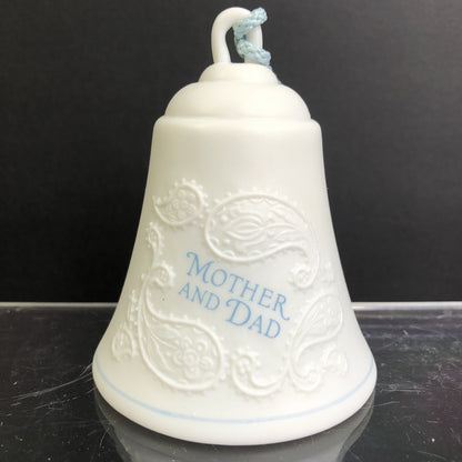 Hallmark Bell Mother And Dad Ceramic Ornament Dated 1985 Keepsake Christmas TW