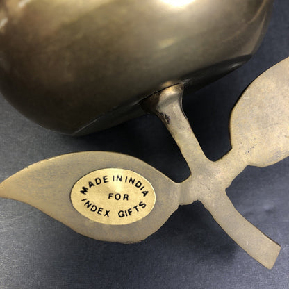 Brass Apple Bell Unpolished Natural Patina Home Decor School Teacher Gift IN