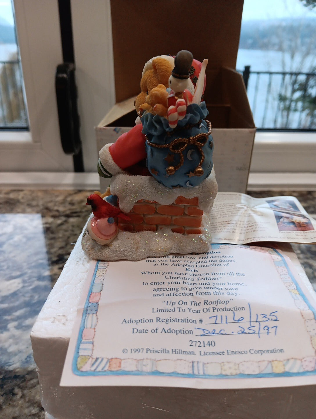 Cherished Teddies Enesco 1997 Kris #272140 "Up On The Rooftop" Vintage BOX CERT