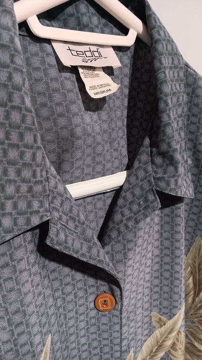 Medium Women's BOHO Teddi Shirt With Tropical Safari Hawaiian Beach Zebra MX