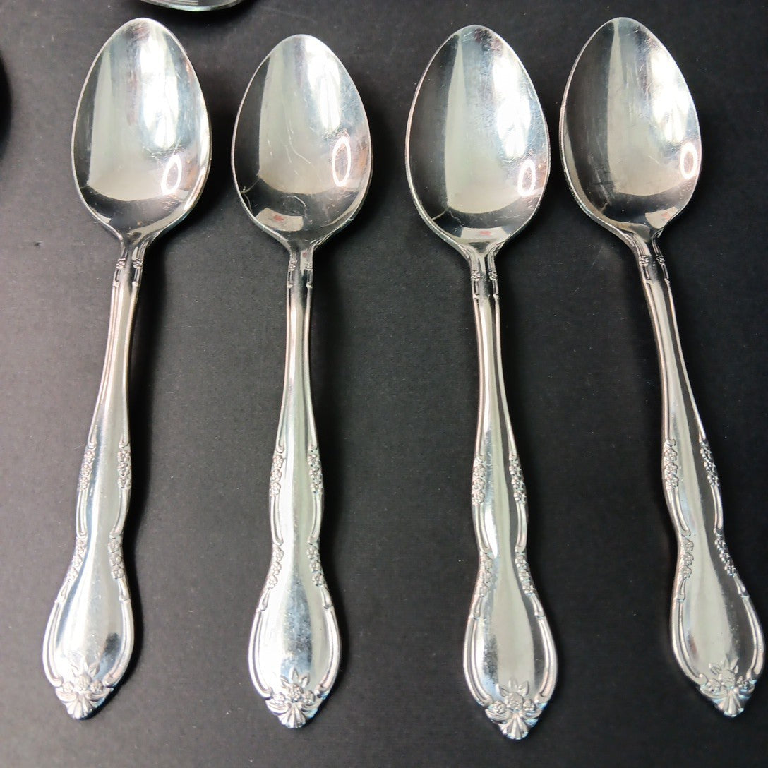 14pc Stainless Steel Korea Flatware Incomplete Set Rose Flowers Fork Knife Spoon