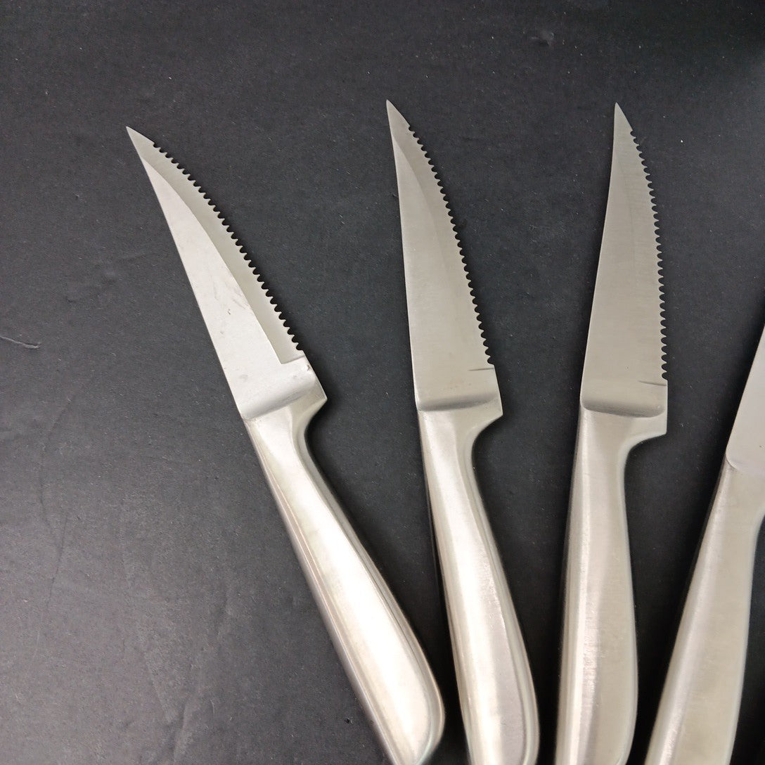 6 Wiltshire Steak Knifes Brushed Stainless Steel INOX Large Handle CN