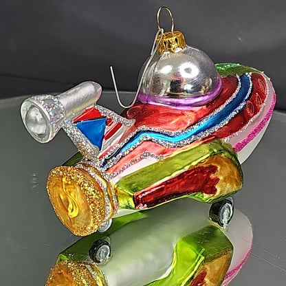 Glass Airplane Space Ship Christmas Ornament Rare Collectable 5.5 Inch