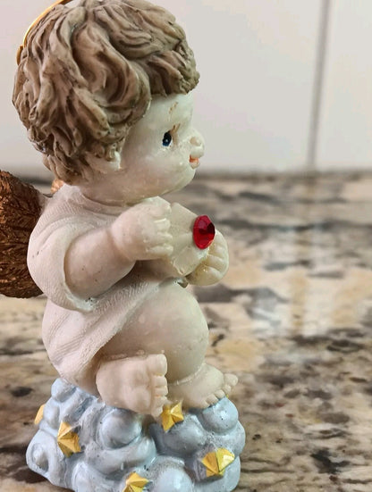 July Baby Ruby Birthstone Child Angel Figurine For Baby Child Gift Collectible