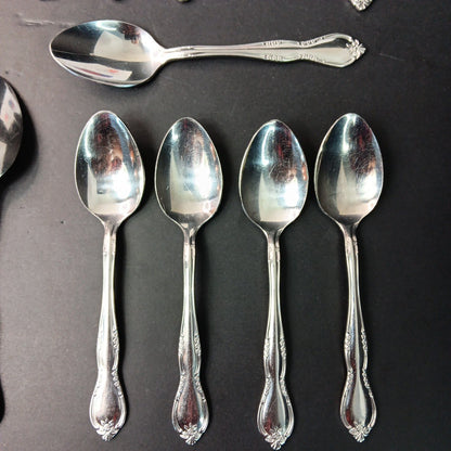 14pc Stainless Steel Korea Flatware Incomplete Set Rose Flowers Fork Knife Spoon