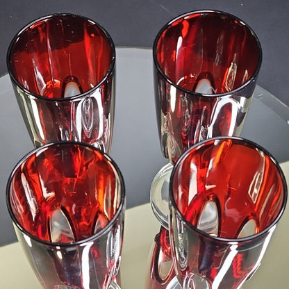 4 Vintage Luminarc Verrerie D'Arques Ruby Red Wine Glasses Champagne flute