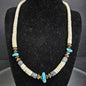 Vintage Authentic Southwest Graduated Puka Shell Necklace With Turquoise Stones