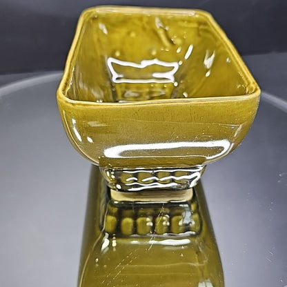 Vintage 404 6 USA Avocado Olive Green Rectangle Footed Pottery Planter