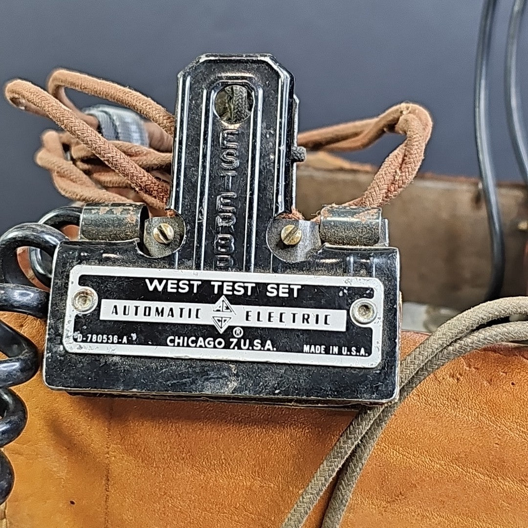 Automatic Electric West Test Set Lineman Phone 1950s W/ Leather Case D-780536-A