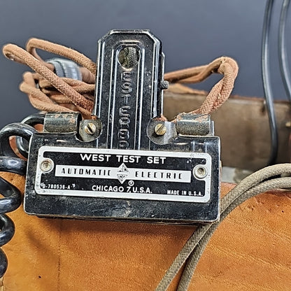 Automatic Electric West Test Set Lineman Phone 1950s W/ Leather Case D-780536-A