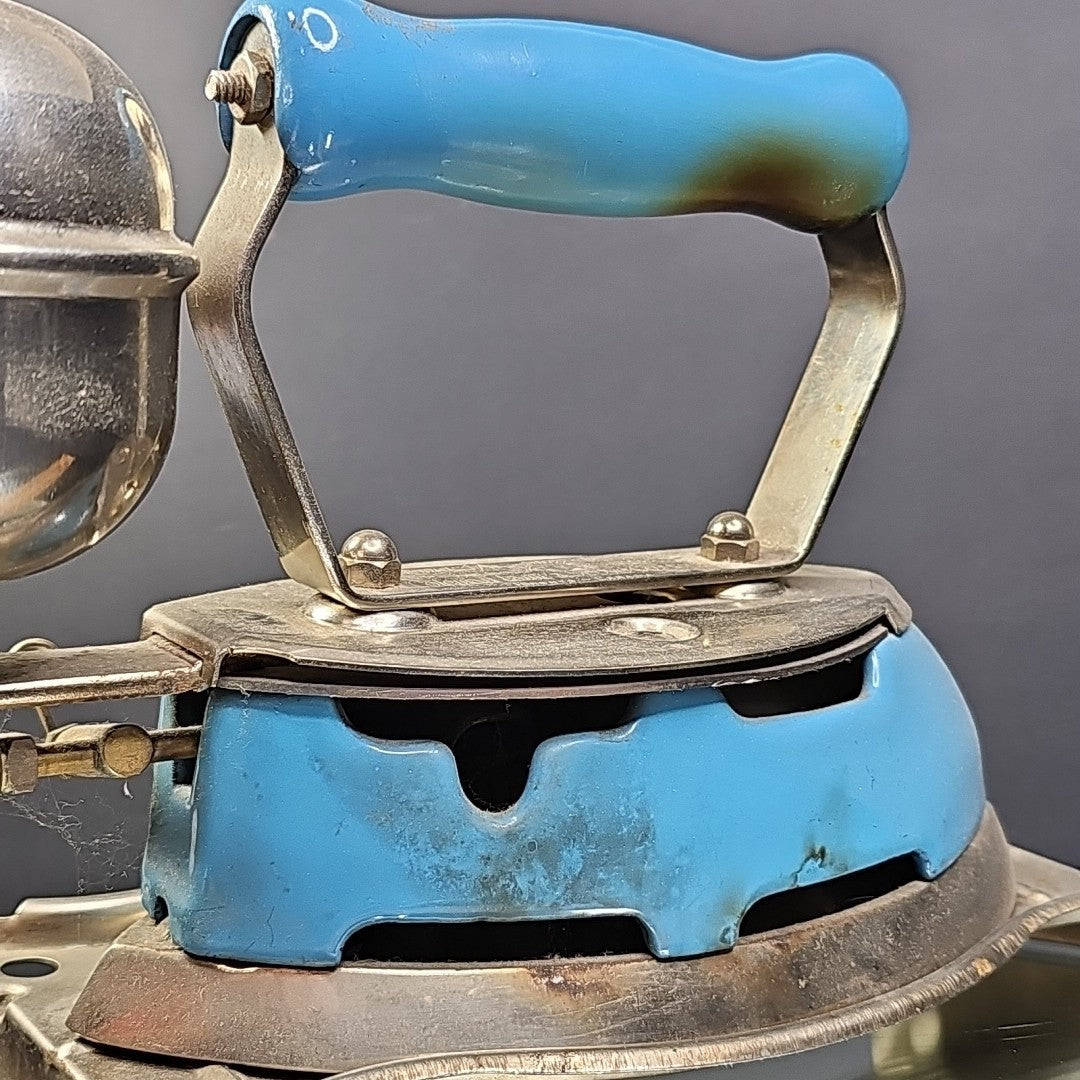 Vintage Coleman Gas Iron Model 4A Instant Lite Blue With Stand Canada Untested