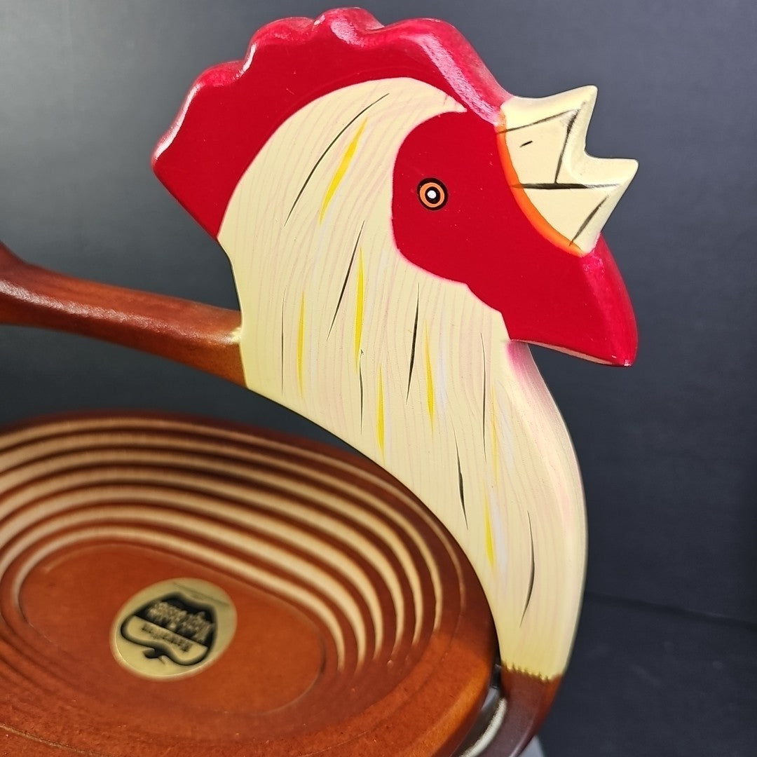 HAWAIIAN MAGIC BASKET  WOODEN ROOSTER  (BREAD BASKET) FARMHOUSE CHIC