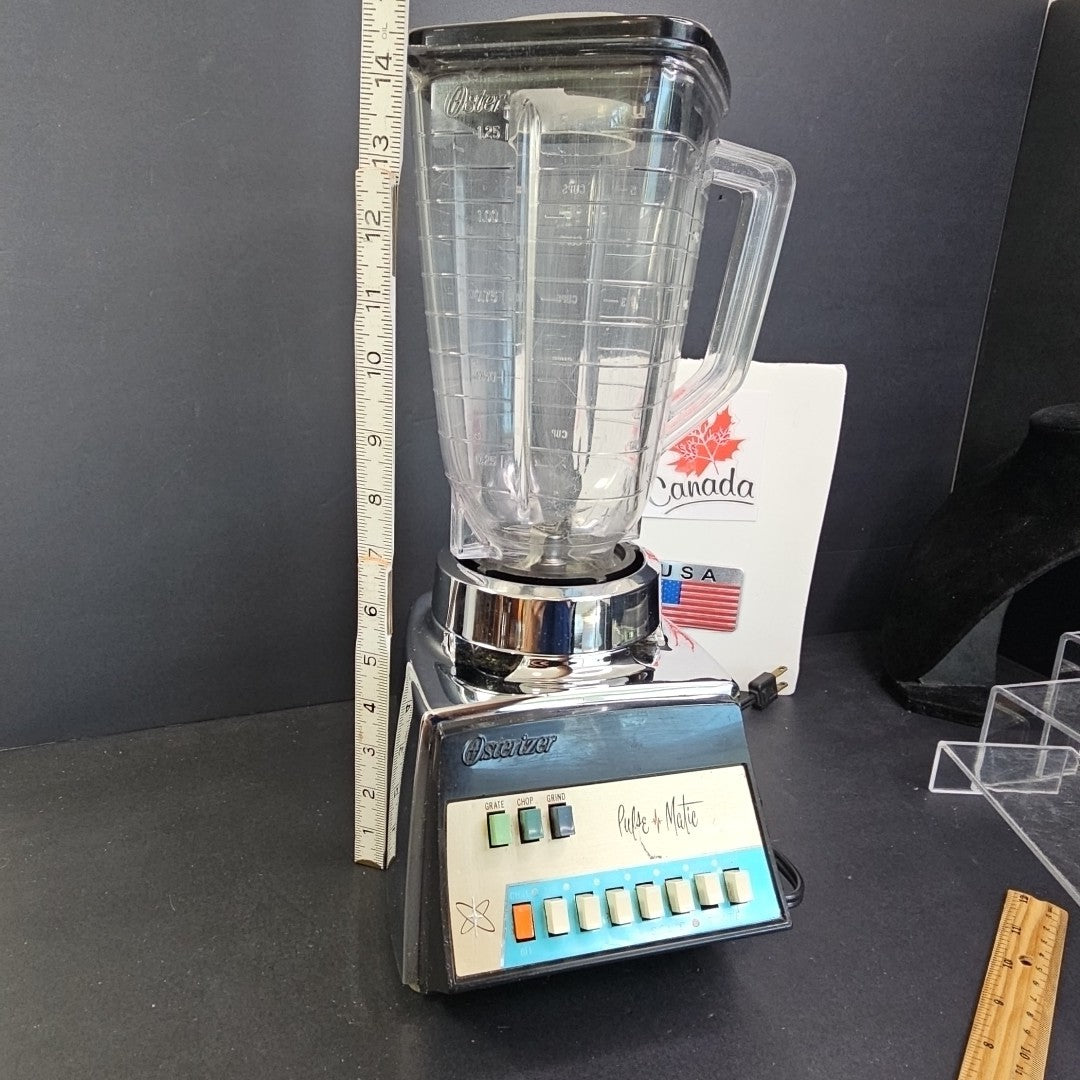 Vintage 1960s Osterizer Model 651 Pulse Matic Multi Speed Blender Chrome USA