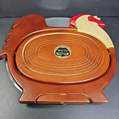 HAWAIIAN MAGIC BASKET  WOODEN ROOSTER  (BREAD BASKET) FARMHOUSE CHIC