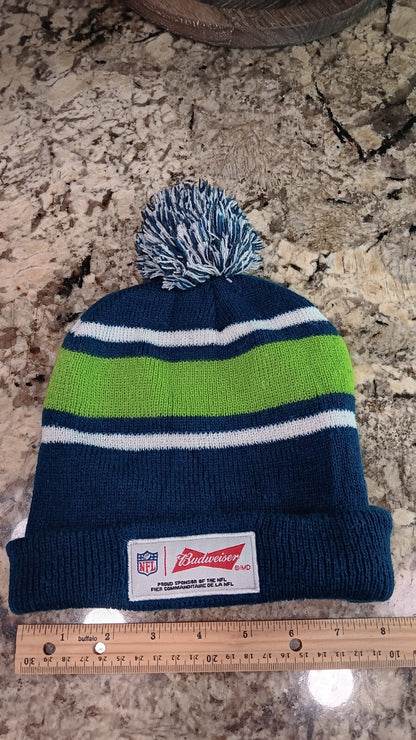 Seattle Seahawks Hat Beanie Toque Blue Green NFL Football Budweiser Cuffed Mens