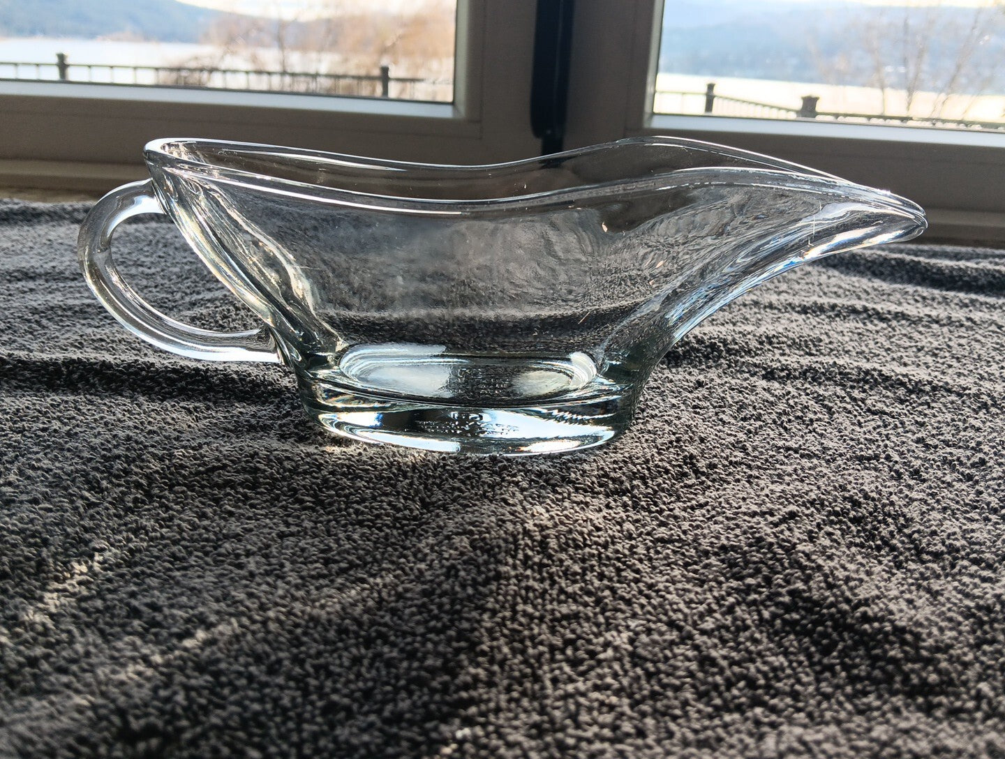Anchor Hocking Clear Glass Gravy Boat With Handle 10 oz Made In USA #1028