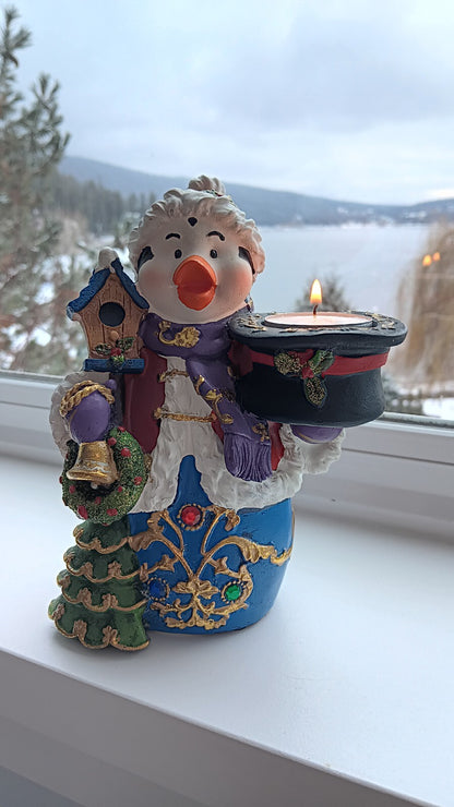 Christmas Decor Penguin Tealight Candle Holder Santa Hat Christmas Tree Bird