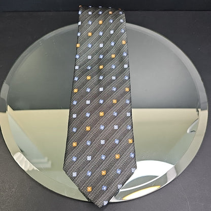 Serica Made in Italy Silk Tie Grey Box Cross Stripe Pattern Formal Career