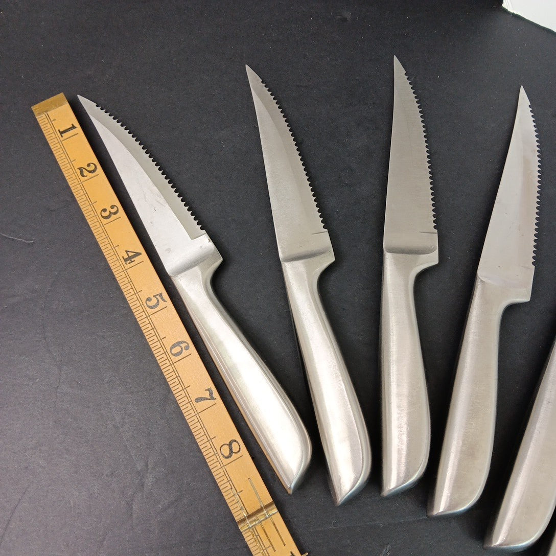6 Wiltshire Steak Knifes Brushed Stainless Steel INOX Large Handle CN