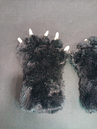2 Kid Lazy One Animal Paw Pad Claw Plush Mitt Glove Black Bear Furries Dress CN