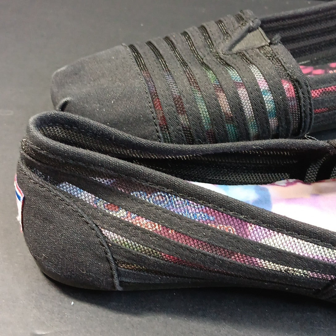 Bobs from Skechers Womens Black Canvas Mesh Slip on Ballet Flat Size 6.5 CN