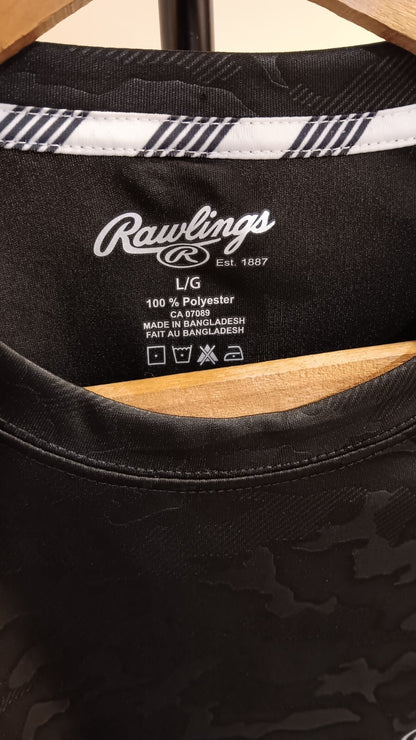 LARGE Rawlings Mens Sleeveless Shirt Gym, Running 100% Polyester Black Gray BD