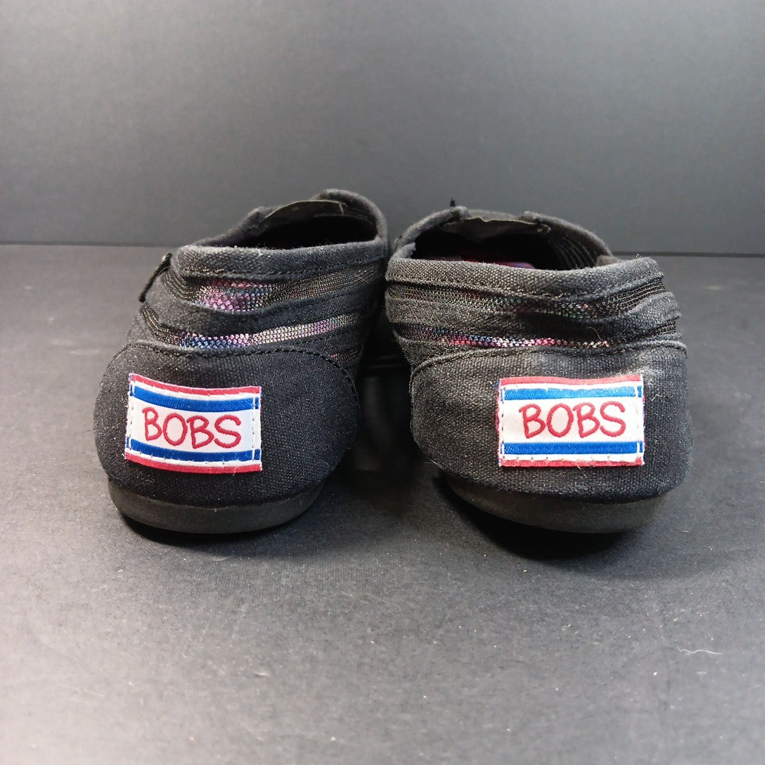 Bobs from Skechers Womens Black Canvas Mesh Slip on Ballet Flat Size 6.5 CN
