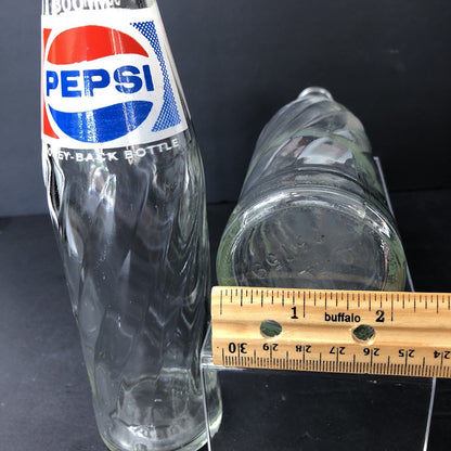 Vintage X2 Pepsi - Cola Glass Bottles 300ml  Money Back Swirl Pattern No Caps CA