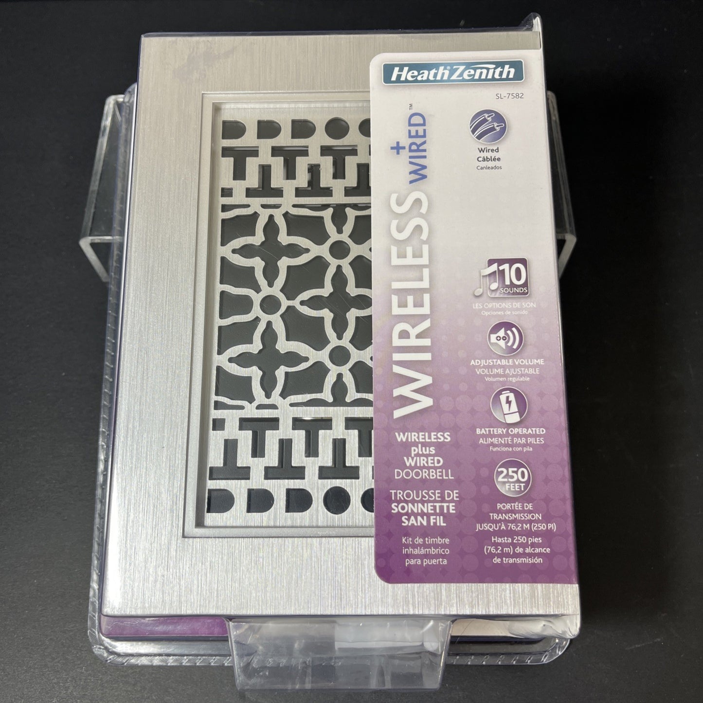 Heath Zenith SL-7582 Silver Plastic Design Wired and Wireless Doorbell Chime CN