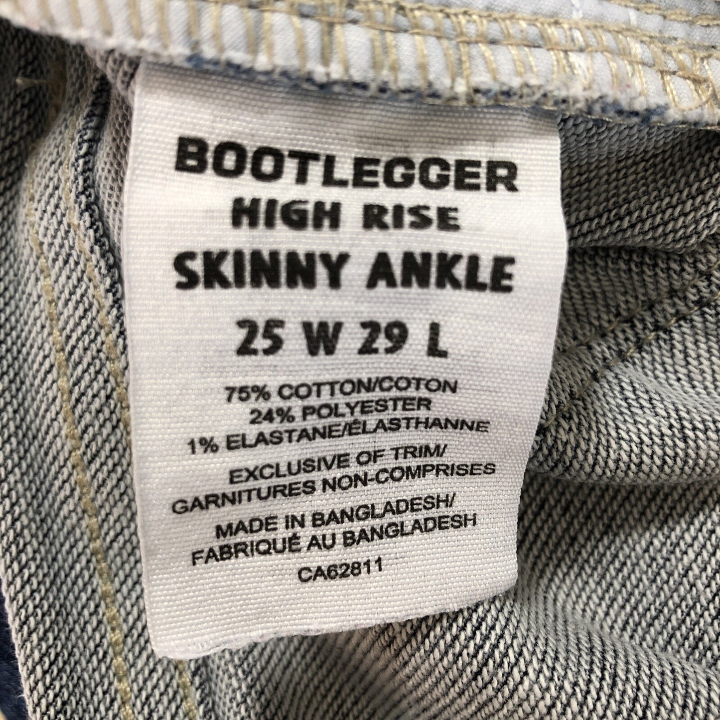 Size 25 X 29 Bootlegger Jeans Denim  Womens High Rise Skinny Ankle Dark Blue BD