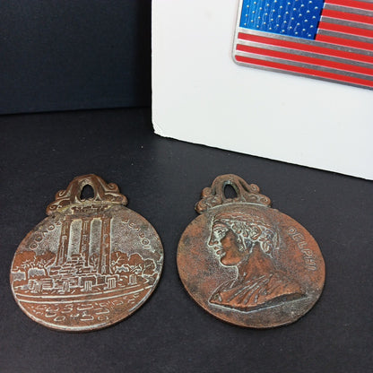 2 Vintage 1947 Metal Art Delphi Paper Letter Clip Holder Greece Read