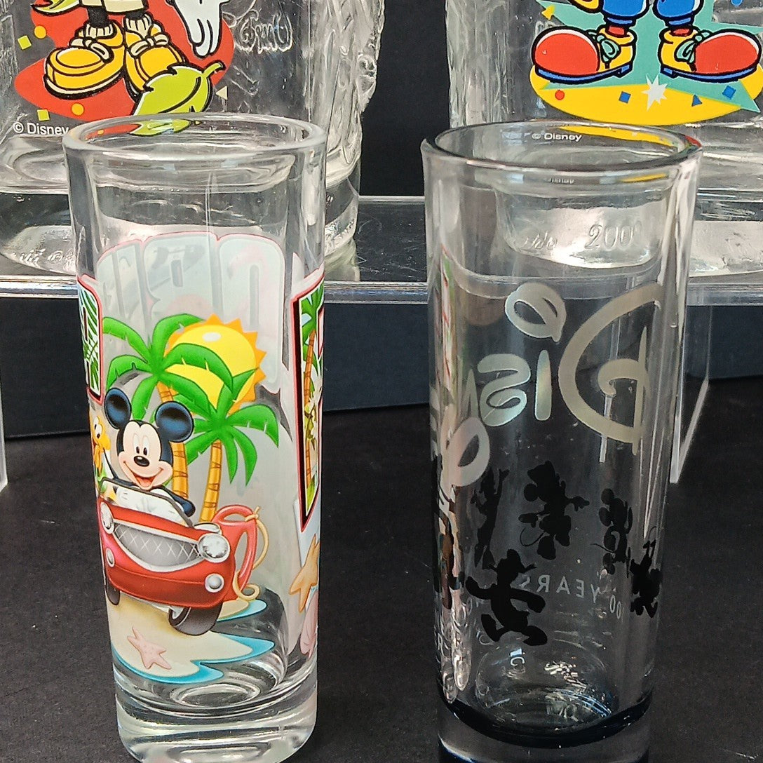 2 Disney Cups And 2 Disney Shot Glasses McDonalds France 2000 100 Years Florida