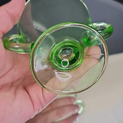Uranium Glass Depression Glass Geiger UV Tested Sugar And Milk Cups Gorgeous!
