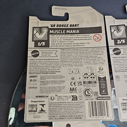 Four Hot Wheels Diecast Muscle Mania Cars Dodge Dart Chevy Chevelle Barracuda