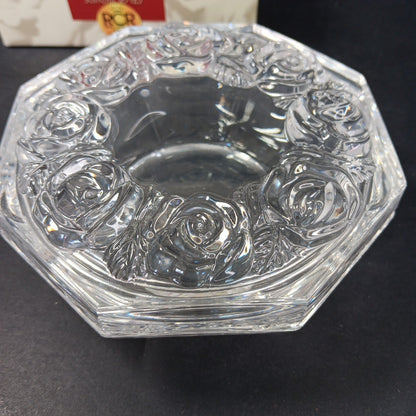 Vintage Royal Crystal Rock RCR 24% Lead Crystal Hexagonal Bowl Made In Italy