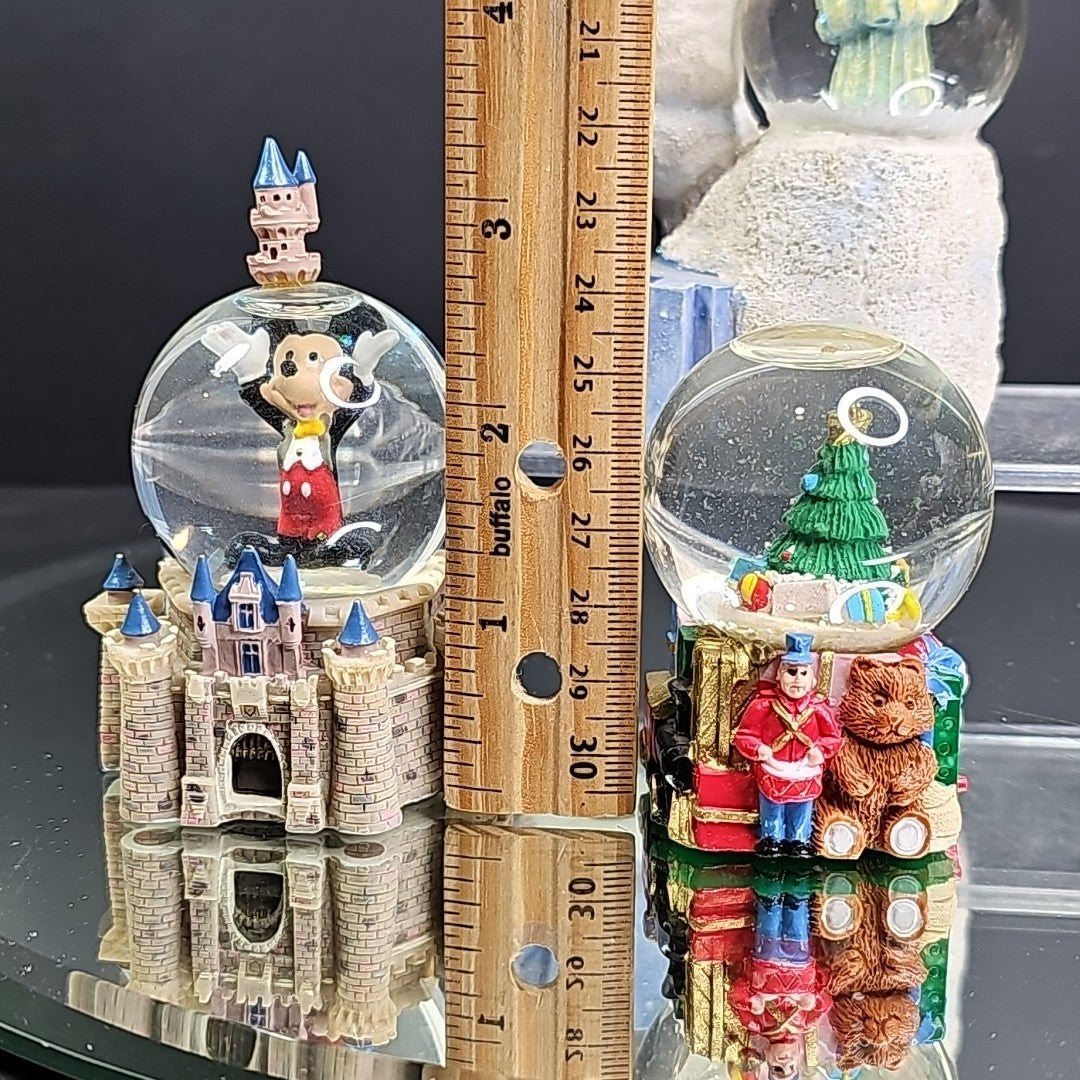 Disney Parks And Two Christmas Snowglobes Fishing Snowman / Toy Factory 3pcs CN