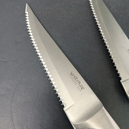 6 Wiltshire Steak Knifes Brushed Stainless Steel INOX Large Handle CN