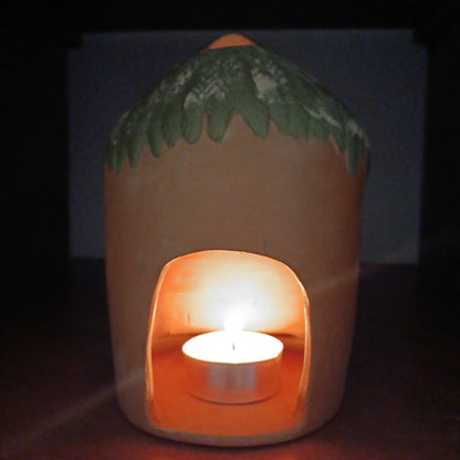 Peruvian Redware Terracotta Folk Art Christmas Nativity Scene Tea Light Holder