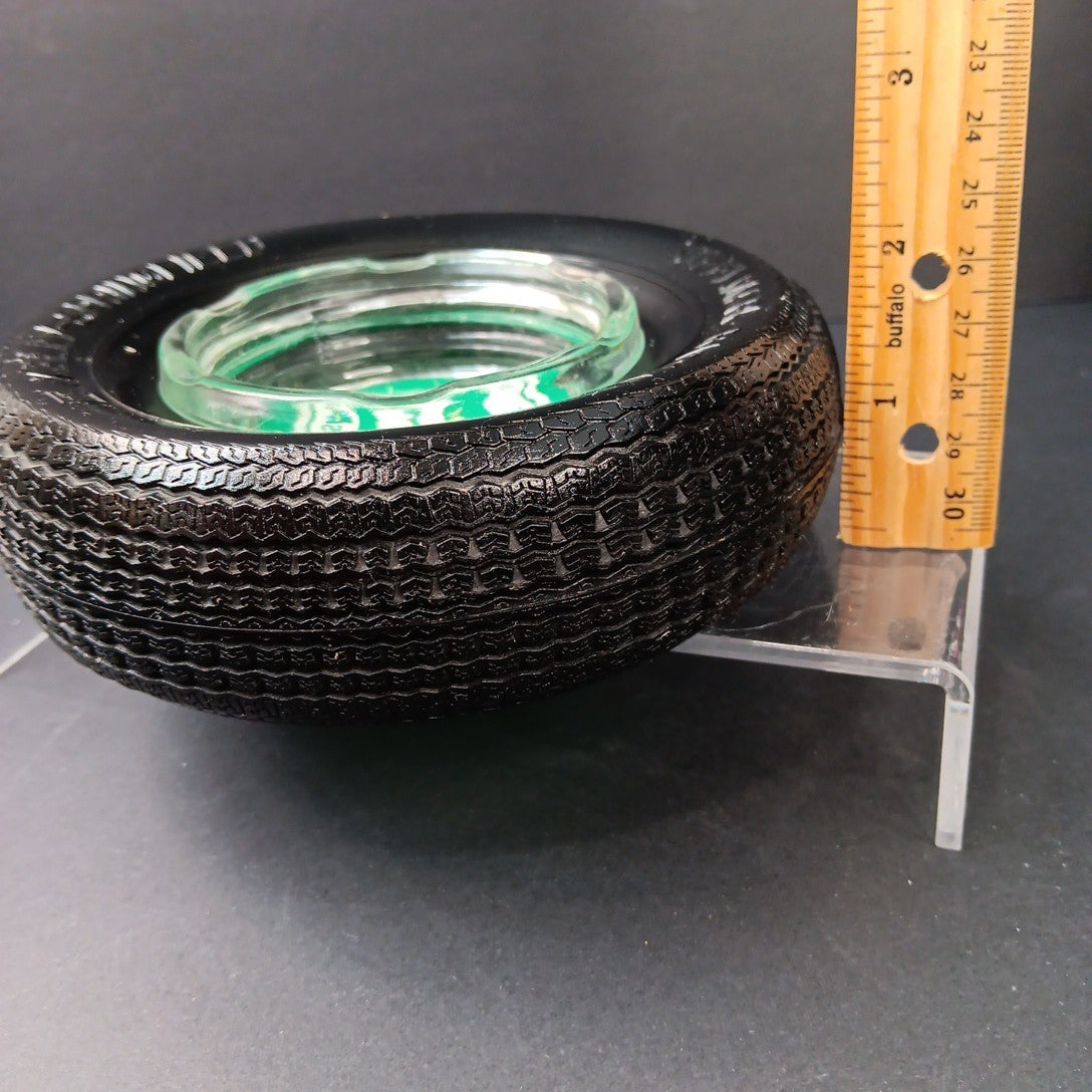 Kelly-Springfield And Timac Tire Sales Ltd Vintage Ashtray Rubber Tire And Glass