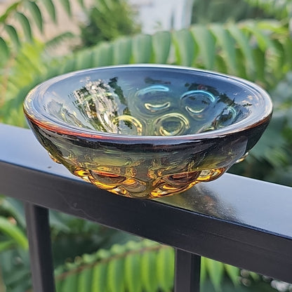 Blue To Amber Fading Bowl Handmade MCM Vintage Heavy Very Cool Piece