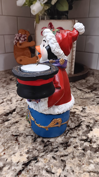 Christmas Decor Penguin Tealight Candle Holder Santa Hat Christmas Tree Bird
