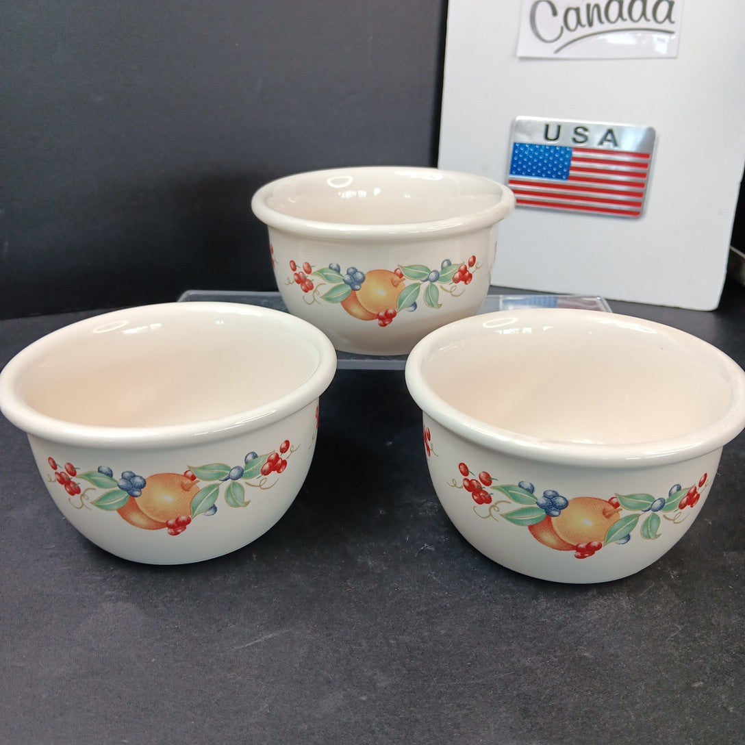 Set of 3 Corelle Corning Abundance Ramekins Bowls 4 Inch Stomeware CN