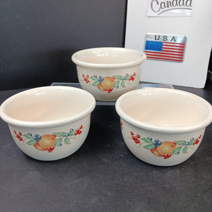 Set of 3 Corelle Corning Abundance Ramekins Bowls 4 Inch Stomeware CN